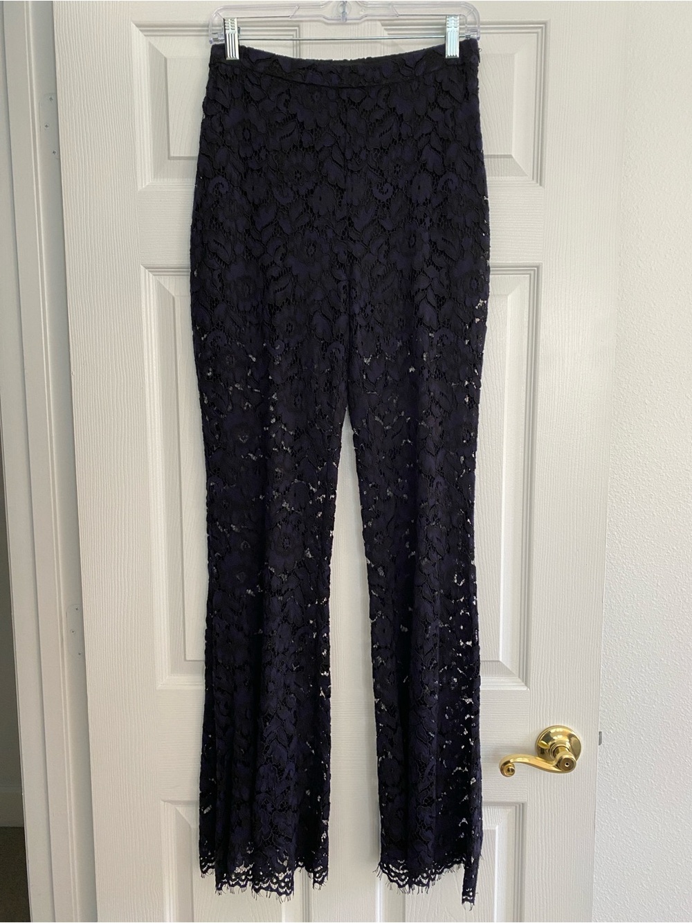 Zara Navy Lace Flare Pants Size Small